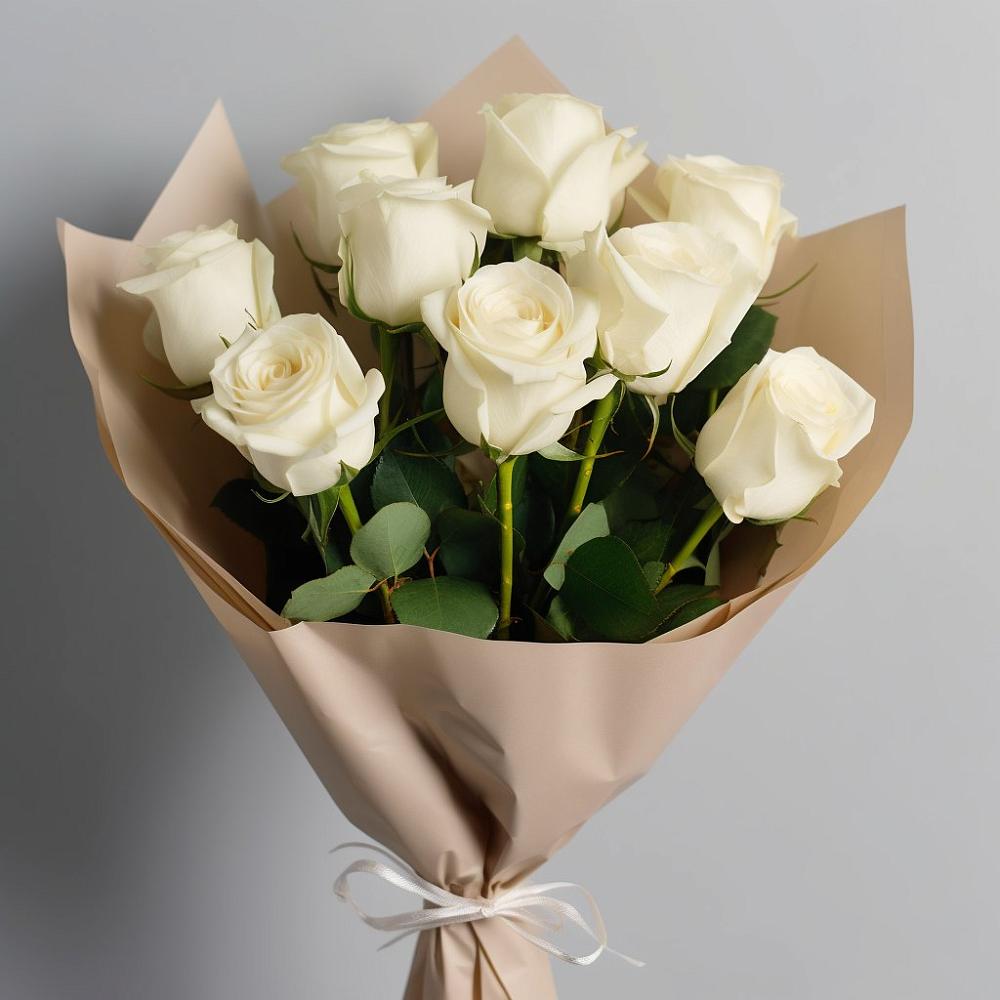 Букет 9 Белых роз Эдлесс Лав в Светлые Горы