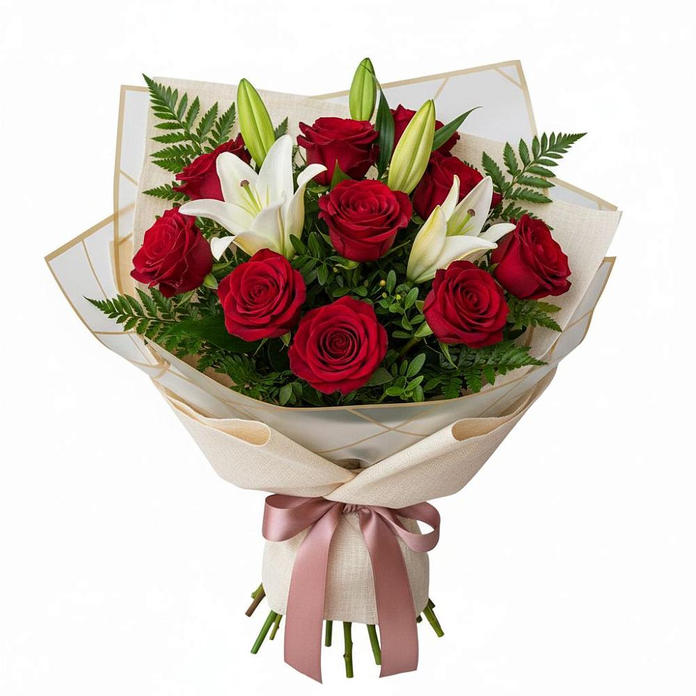 Букет цветов из: Лилии и Розы в Светлые Горы