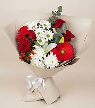 Букет цветов из:  Розы, Хризантемы, Герберы и Лилии в Светлые Горы