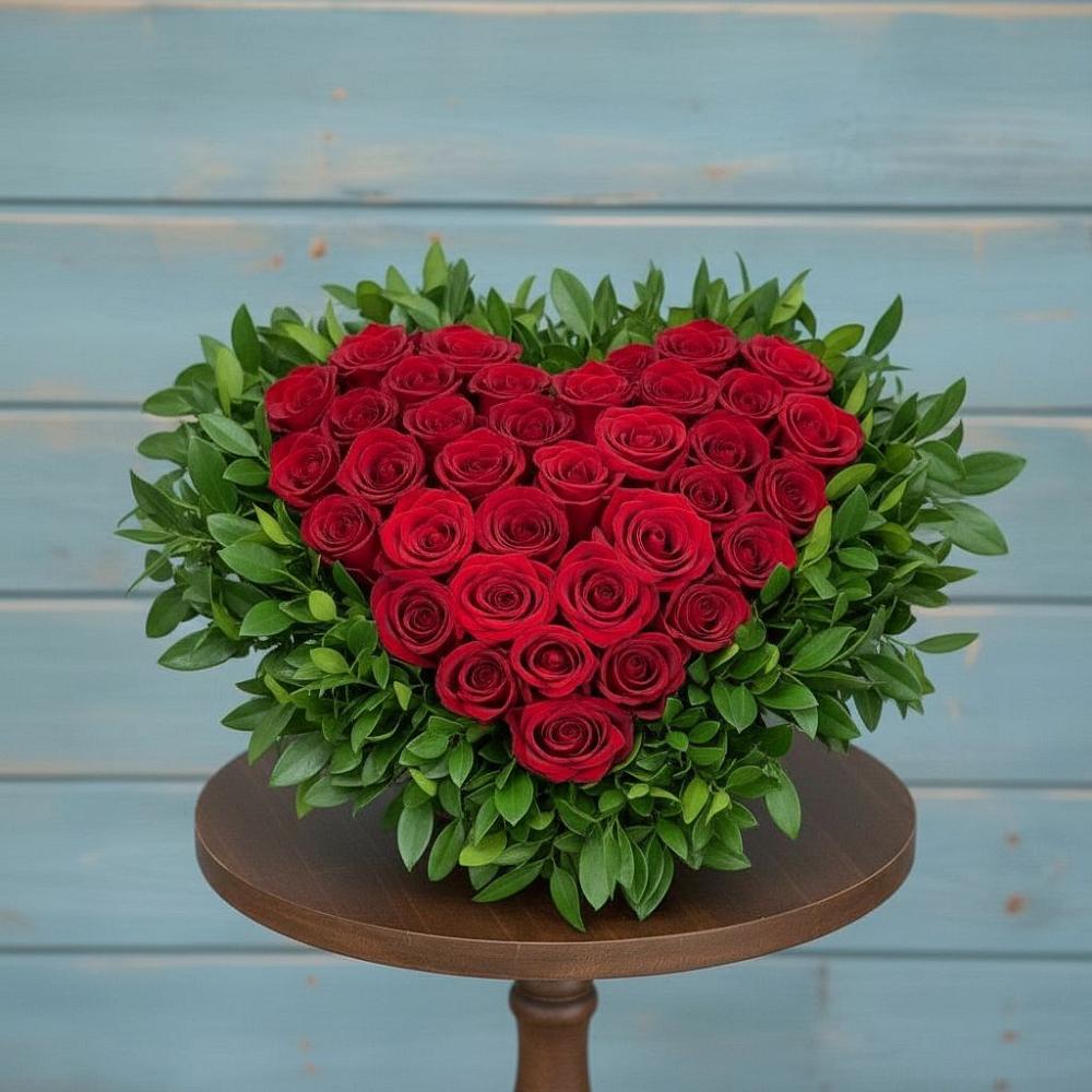 Цветочная композиция из Розы в виде сердца в Светлые Горы