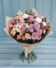Букет цветов из:  Хризантемы, Розы и Альстромерии в Светлые Горы