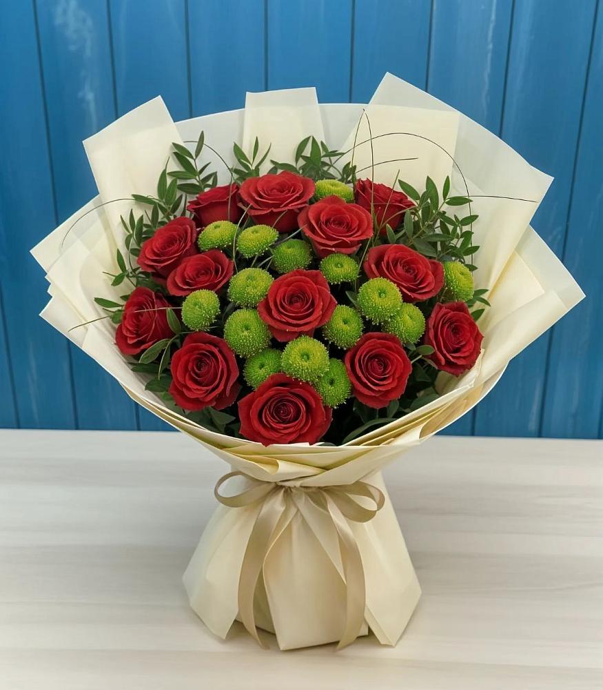 Букет цветов из: Розы и Хризантемы в Светлые Горы